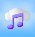 3D Music Note in Cloud. Render Streaming Music Royalty Free Stock Photo