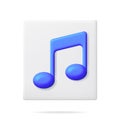3D Music Note Icon Isolated on White.