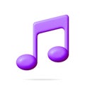 3D Music Note Icon Isolated on White