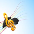 3D musical notes with colorful waves. Royalty Free Stock Photo