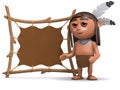 3d Native American Indian with animal skin