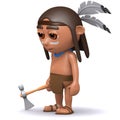 3d Native American Indian with axe
