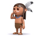 3d Native American Indian boy calls to his friends