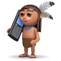 3d Native American Indian chats on cellphone