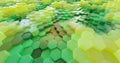 3d natural green hexagon landscape made of soft plastic