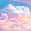 3D nature background of a gradient sky with sugar cotton candy clouds Royalty Free Stock Photo