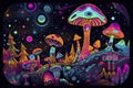 3D Neon Artistic Render of a Unique and Vibrant Psychedelic Fantasy