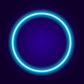 Neon circle of blue color. A round-shaped vector frame glowing in the dark with a bright blue outline with an empty space inside Royalty Free Stock Photo