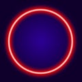 Neon circle of red color. A round-shaped vector frame glowing in the dark with a bright red outline with an empty space Royalty Free Stock Photo