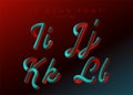 3D Neon Led Font. Liquid Matte Rounded Type. Neon Bubble Typeset