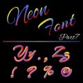 3D Neon Led Font. Liquid Matte Rounded Type. Tube Hand-Drawn Lettering. Multicolor Ultraviolet Colors. 3D render of