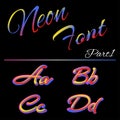 3D Neon Led Font. Liquid Matte Rounded Type. Tube Hand-Drawn Lettering. Multicolor Ultraviolet Colors. 3D render of Royalty Free Stock Photo