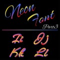 3D Neon Led Font. Liquid Matte Rounded Type. Tube Hand-Drawn Lettering. Multicolor Ultraviolet Colors. 3D render of Royalty Free Stock Photo