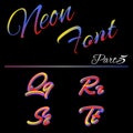 3D Neon Led Font. Liquid Matte Rounded Type. Tube Hand-Drawn Lettering. Multicolor Ultraviolet Colors. 3D render of Royalty Free Stock Photo