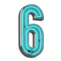 3d neon number six Royalty Free Stock Photo