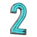 3d neon number two Royalty Free Stock Photo