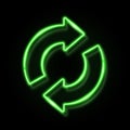 Green 3d neon refresh reload restart recycle icon.