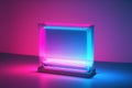 3d Neon room with pink blue light. Futuristic abstract background Neon blue light. Generative AI