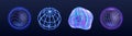 3d neon tech sphere collection with glowing effect Royalty Free Stock Photo