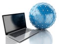 3d Network globe with laptop Royalty Free Stock Photo