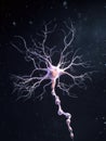 3D Neuron Model Floating in Dark Space Showcasing Intricate Dendrites and Axon Structure Royalty Free Stock Photo