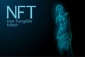 3D NFT Non Fungible unique cryptocurrency. Blockchain art crypto security code. Data stored digital photo object