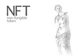3D NFT Non Fungible unique cryptocurrency. Blockchain art crypto security code. Data stored digital photo object