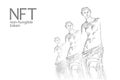 3D NFT Non Fungible unique cryptocurrency. Blockchain art crypto security code. Data stored digital photo object