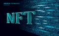 3D NFT Non Fungible unique cryptocurrency. Blockchain art crypto security code.Data stored digital photo object