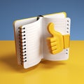 3d notebook giving thumbs up. concept of well made homework. Royalty Free Stock Photo