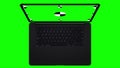 3D notebook laptop computer working green screen display Isolated on green background. 3D rendering.
