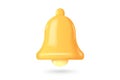 3d notification bell icon. 3d render yellow ringing bell