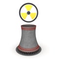 3D Nuclear chimney with radioactive symbol above Royalty Free Stock Photo