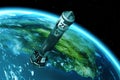 3D Nuclear Rocket Launch Royalty Free Stock Photo