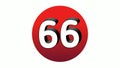 3D Number 66 sign symbol animation motion graphics icon on red sphere