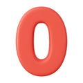 3d Number 0. Zero Number sign red color Royalty Free Stock Photo