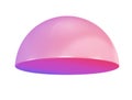 3d object semisphere metal geometric shape. Realistic glossy pink and lilac gradient luxury template decorative design