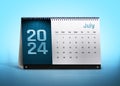 July 2024 Calendar Isolated on blue background with space for copy