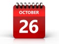 3d 26 october calendar Royalty Free Stock Photo