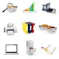 3d office elements set