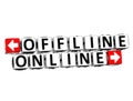 3D Offline Online Button Click Here Block Text