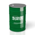 3D oil barrel, flag of Saudi Arabia Royalty Free Stock Photo