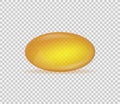 3d oil capsule for marketing design. Golden omega 3 on white background. Cosmetic symbol icon. . Logo design. Isolated vector sign