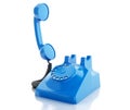 3d Old blue phone. Communication concept. Royalty Free Stock Photo