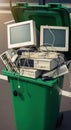 3d old computer recycling bin full of electronics Royalty Free Stock Photo