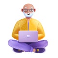 3D old man telemedicine concept, vector video doctor call, healthcare virtual meeting digital shop.