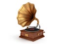 3d old vintage gramophone isolated on white Royalty Free Stock Photo