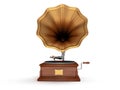 3d old vintage gramophone isolated on white Royalty Free Stock Photo