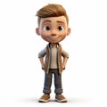 3d Oliver: Full Body High And Tight Hairstyle On White Background