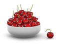 3d One fell out of the bowl of cherries Royalty Free Stock Photo